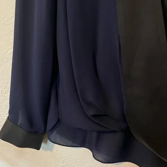 L’AGENCE Kyla Satin Silk  Trim Draped Blouse - Picture 3 of 12